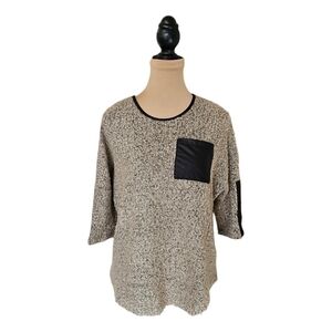 DKR & Company Fluffy Faux Leather Top Sz S